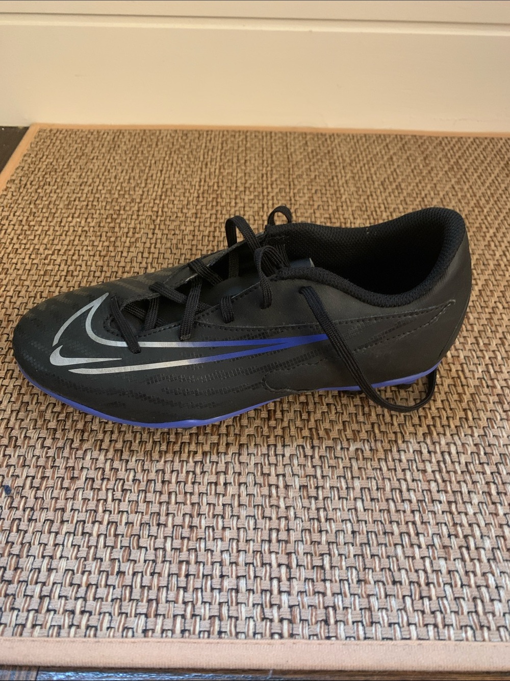 Nike Men's Black Soccer Cleats with Purple Highlights